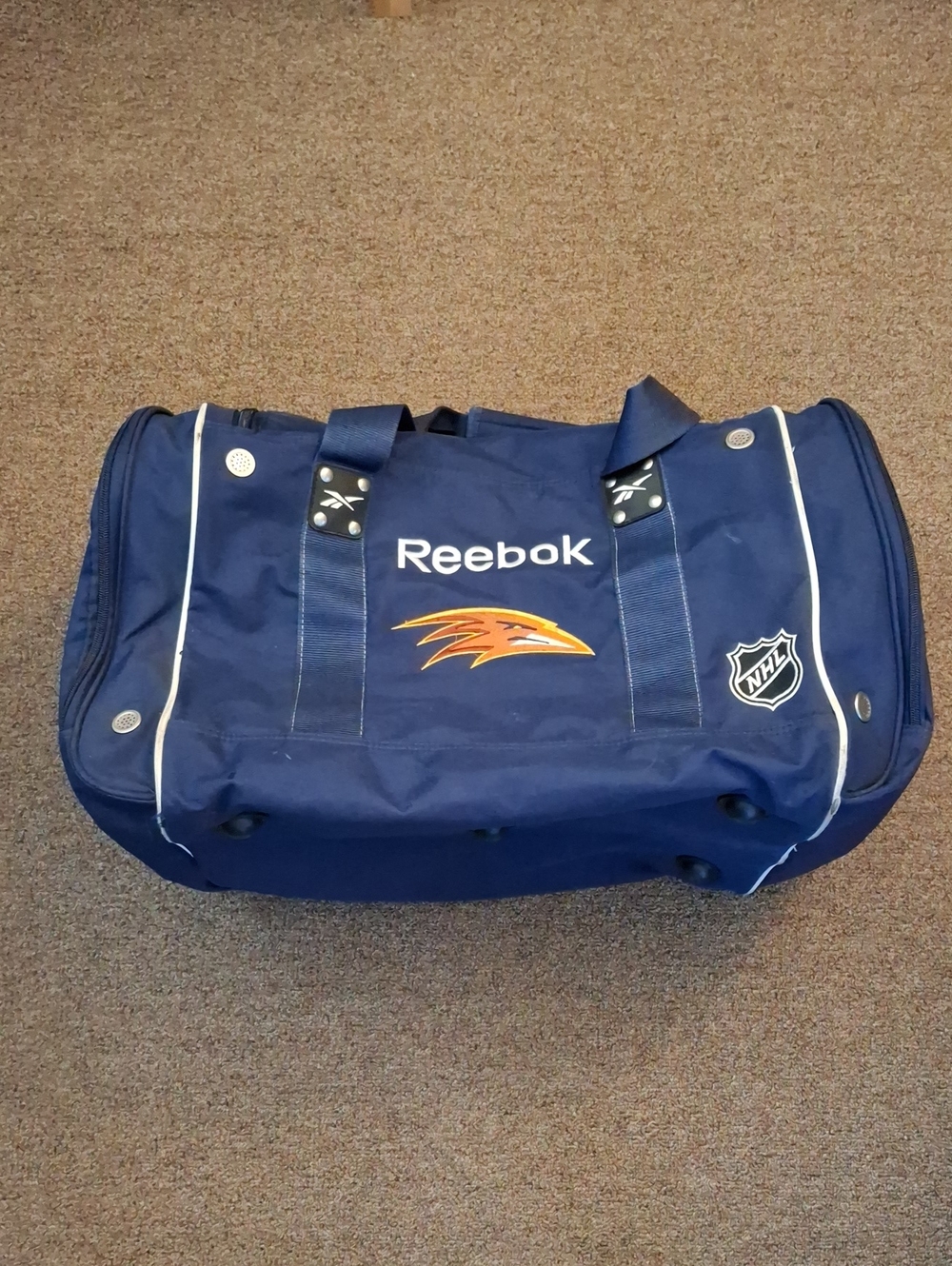 Reebok Vintage Atlanta Thrashers Hockey Blue NHL Logo Duffel Bag